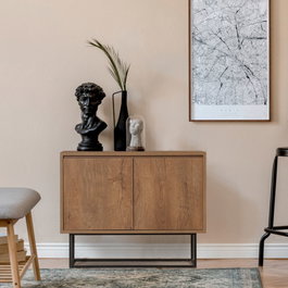 Hanah Home Zuri Consola Moderna e Industrial en Nogal y Negro